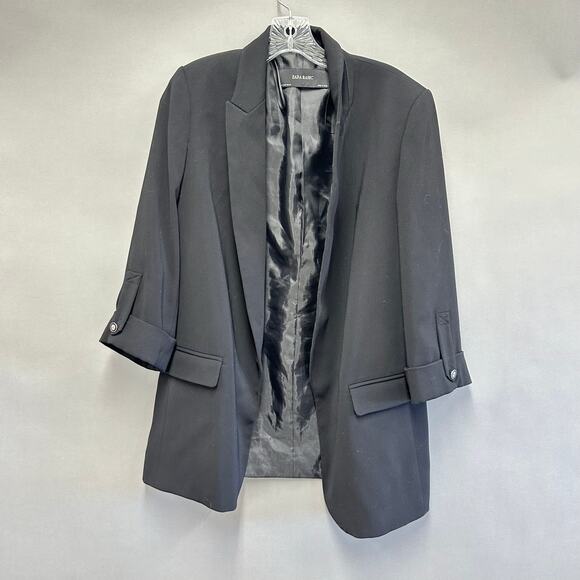 Zara Basic half sleeve black open front blazer ponte knit size medium - Picture 2 of 13